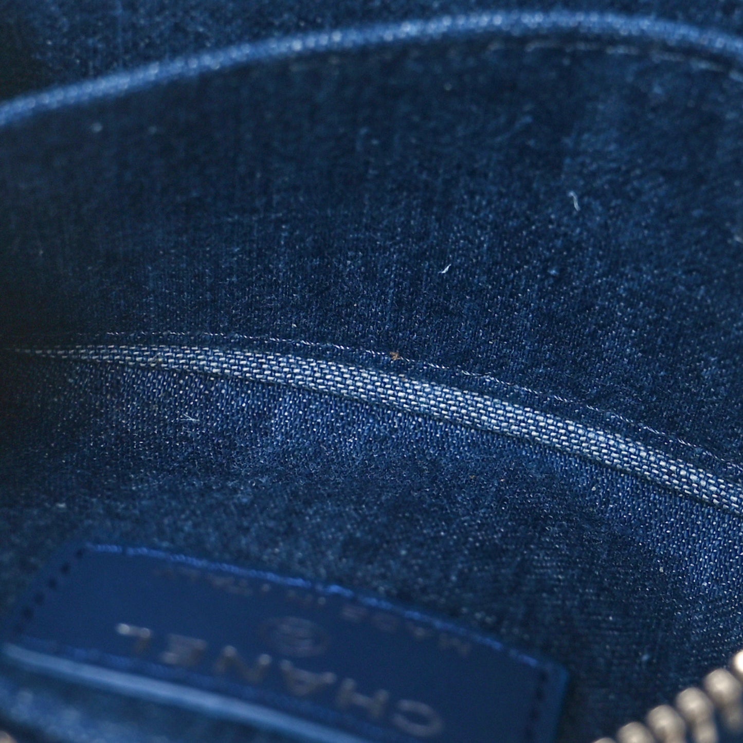 Denim Quilted Zip Coin Purse Blue