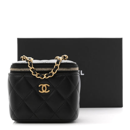 Chanel Lambskin Quilted Mini Pearl Crush Vanity Case With Chain Black 12 of 12