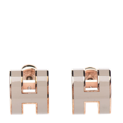 Hermes Rose Gold Lacquered Pop H Earrings Marron Glace 1 of 5