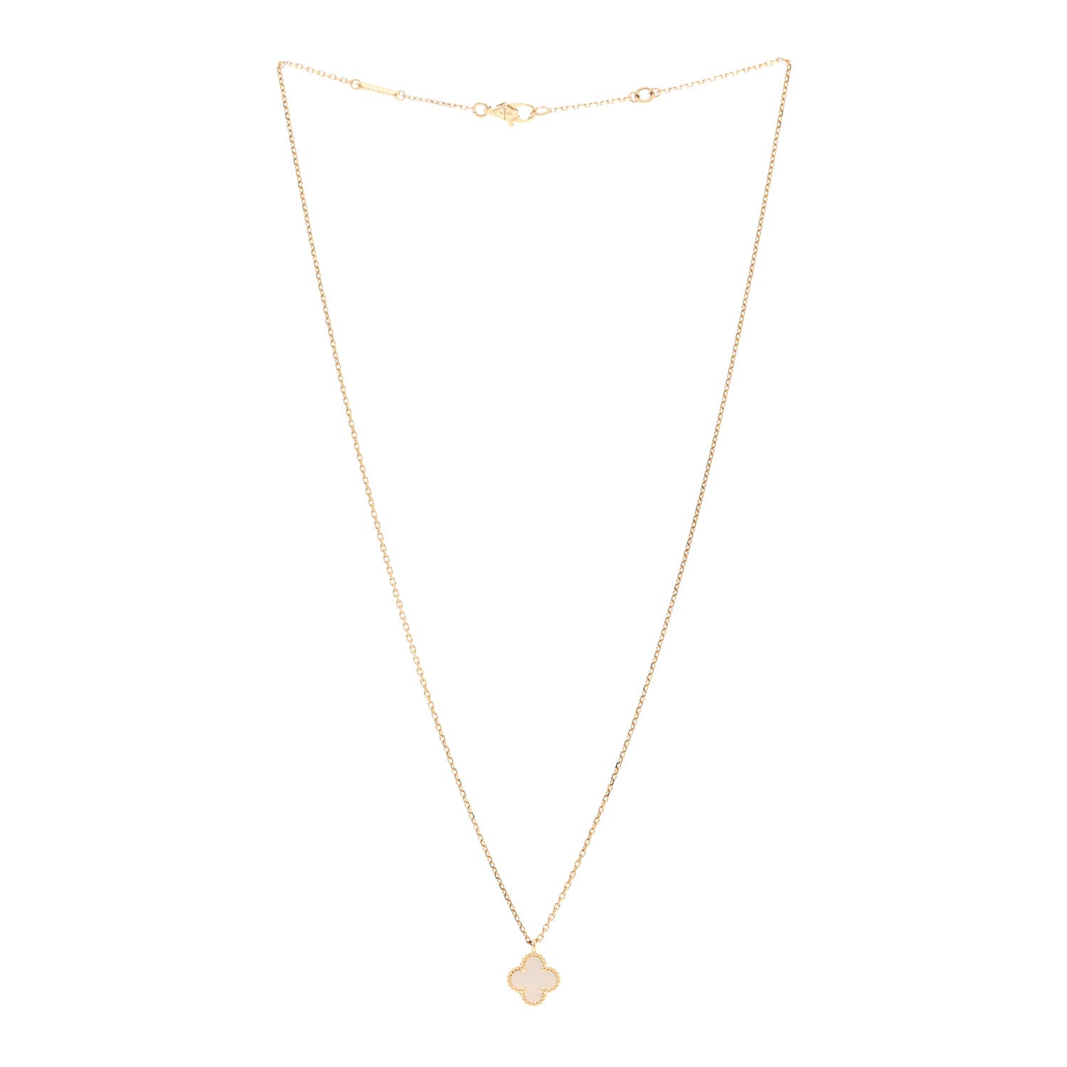 Van Cleef & Arpels 18K Yellow Gold Mother of Pearl Sweet Alhambra Pendant Necklace 3 of 5