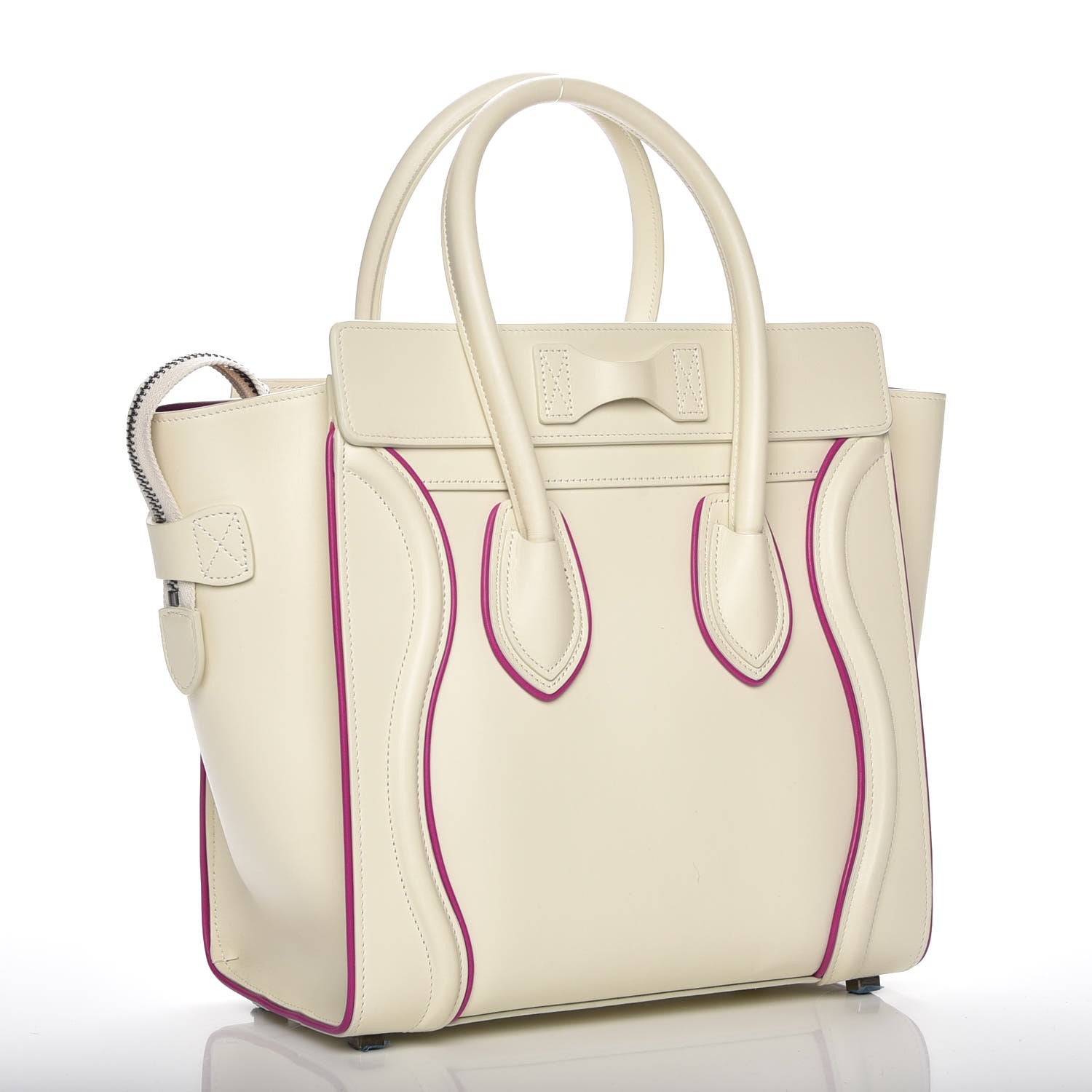 Celine Smooth Calfskin Micro Luggage White Magenta 3 of 7