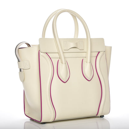 Celine Smooth Calfskin Micro Luggage White Magenta 3 of 7