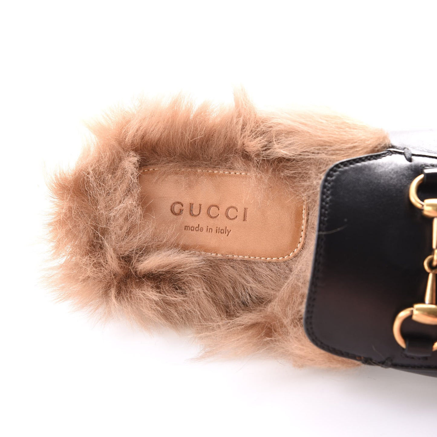 Calfskin Lambswool Tiger Embroidered Womens Princetown Slippers 37.5 Black