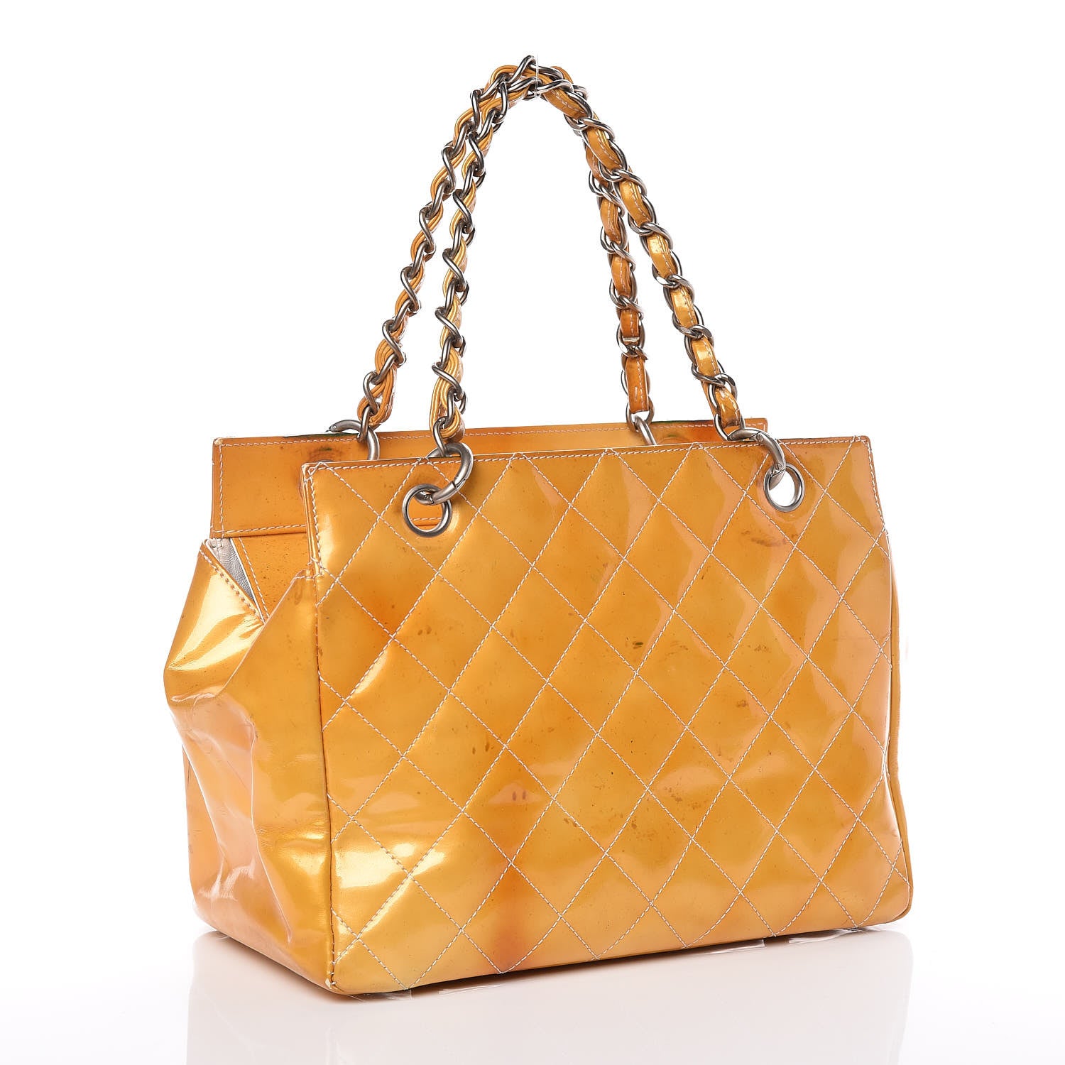 Chanel Patent Quilted Petit Timeless Tote PTT Yellow 3 of 39