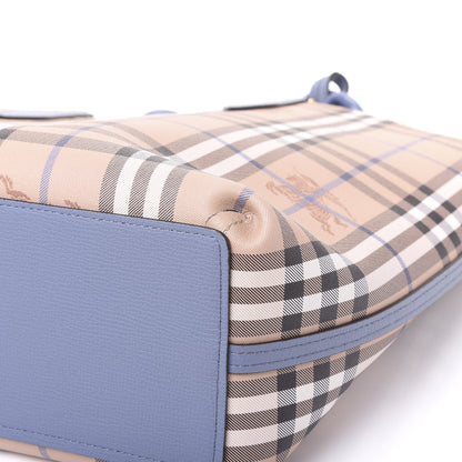 Burberry Calfskin Haymarket Check Medium Reversible Tote Slate Blue 14 of 17