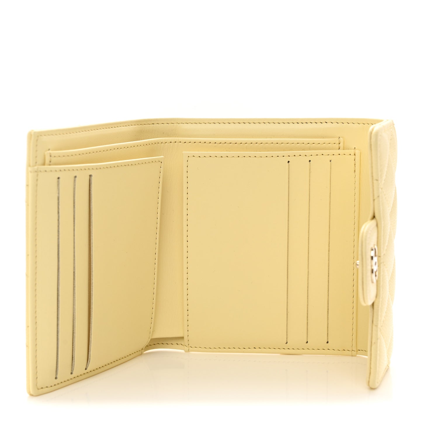 Caviar Quilted Compact Flap Wallet Light Yellow