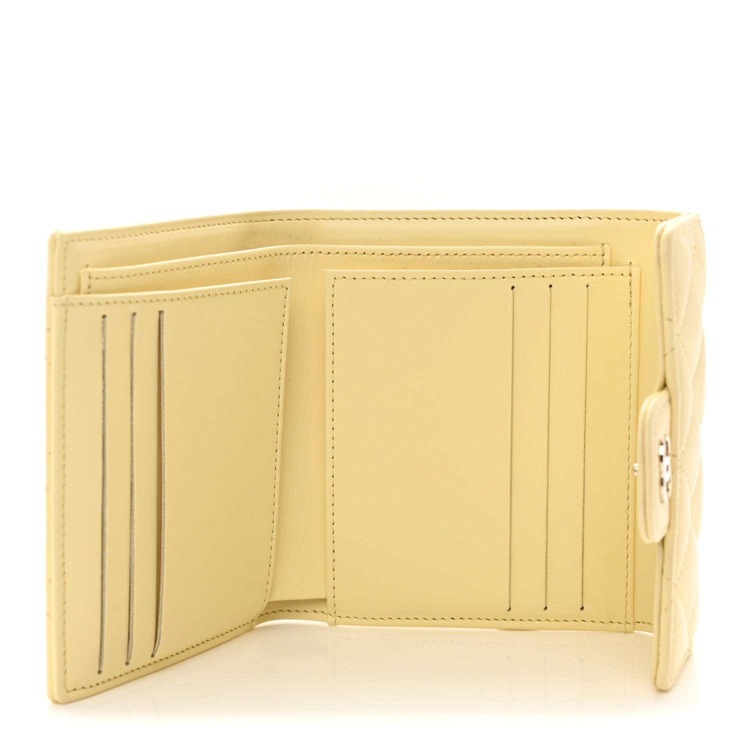 Chanel Caviar Quilted Compact Flap Wallet Light Yellow 5 of 9
