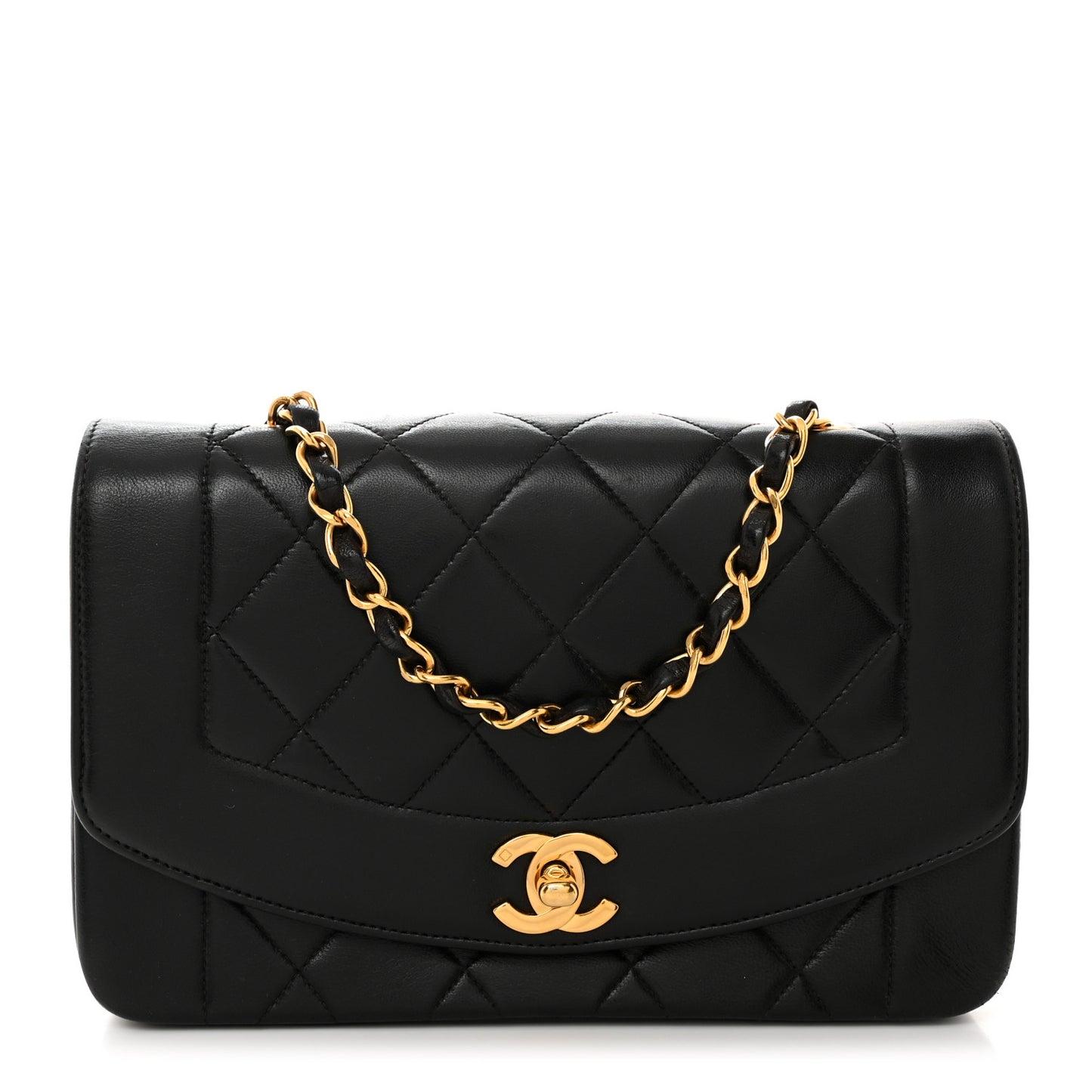 Lambskin Quilted Small Single Flap Black