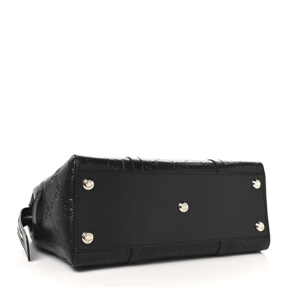 Gucci Calfskin GG Tennis Embossed Tote Bag Black 4 of 10