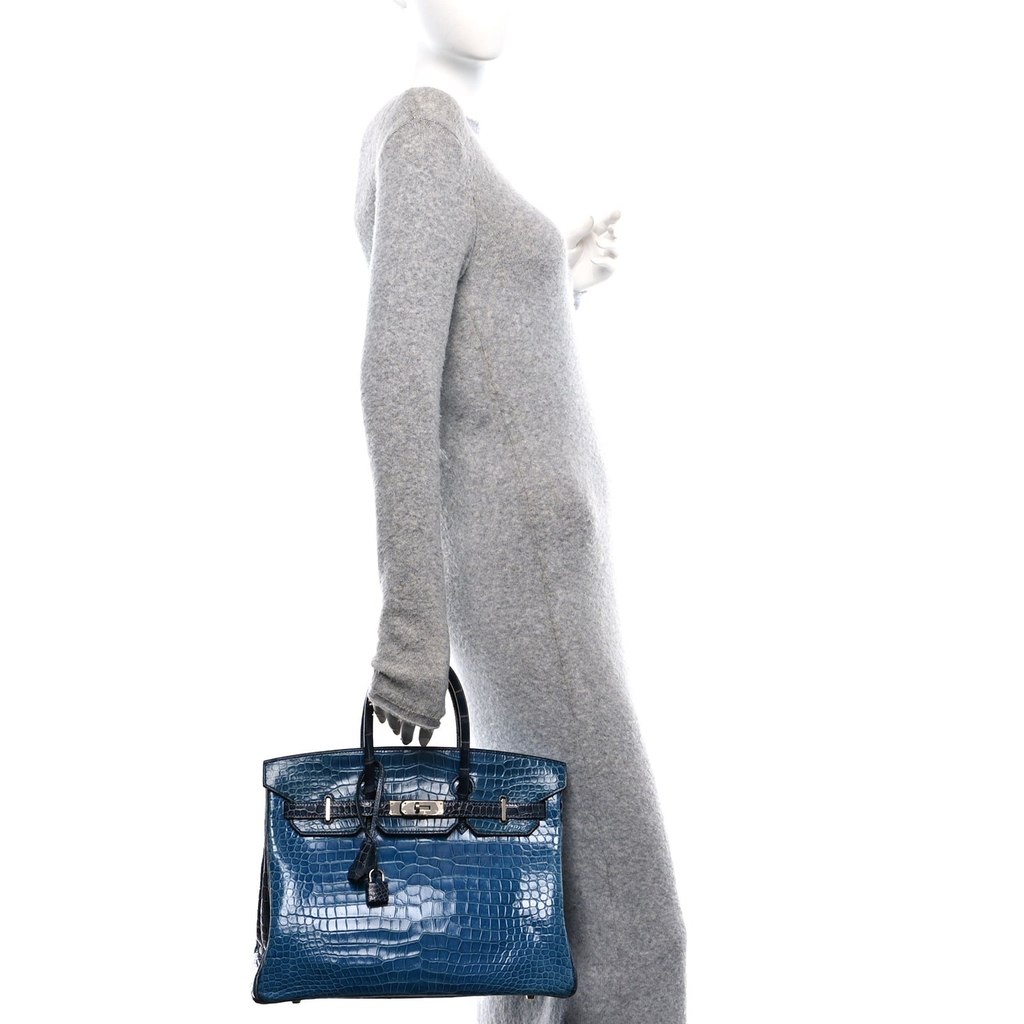 Shiny Porosus Crocodile Horseshoe Birkin 35 Bleu Roi Bleu Abysse