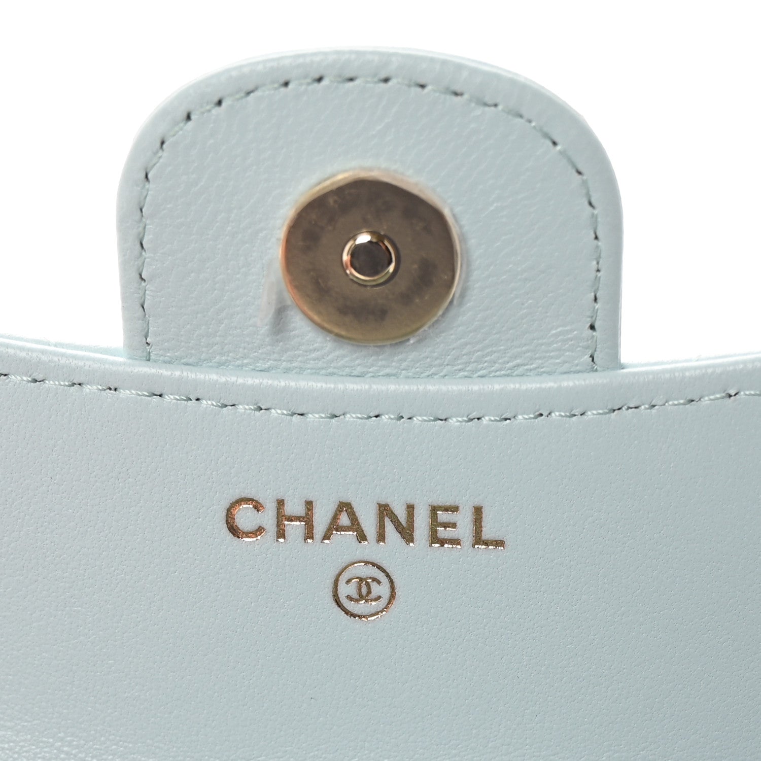 Chanel Lambskin Quilted Top Handle Flap Clutch With Chain Light Blue 6 of 12