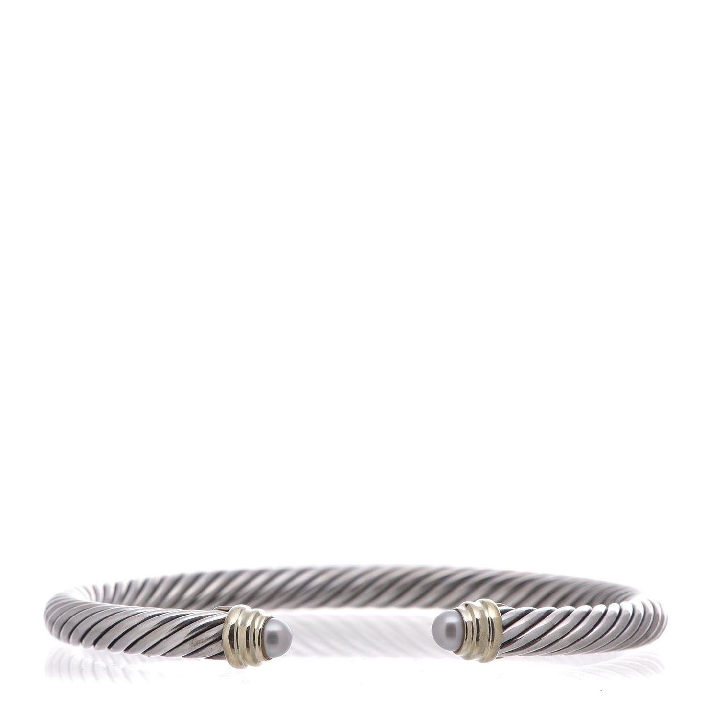 Sterling Silver 14K Yellow Gold Pearl 5mm Cable Classics Petite Color Bracelet