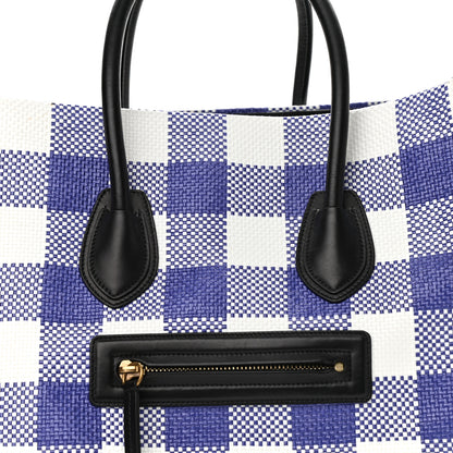 Celine Gingham Woven Medium Phantom Luggage Cobalt 7 of 9