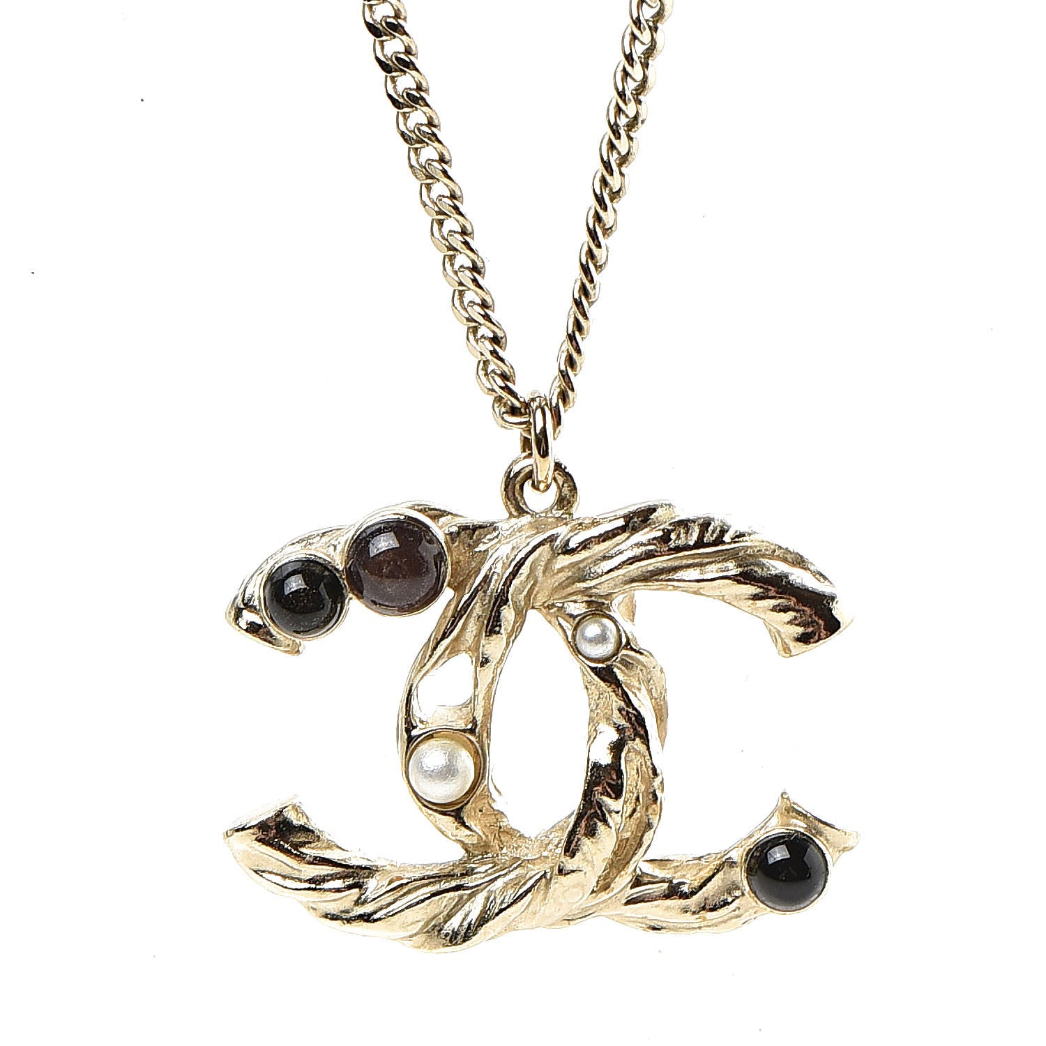 Chanel Pearl Crystal CC Bead Necklace Gold 5 of 6