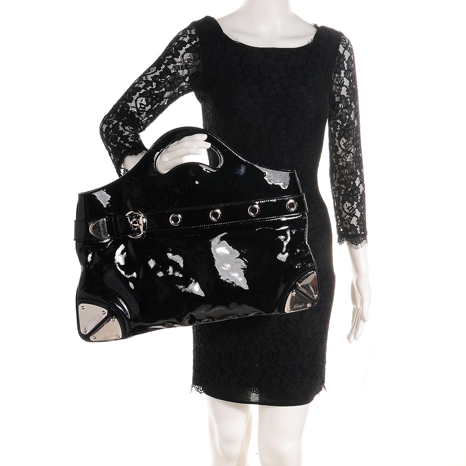 Gucci Patent Romy Medium Tote Black 2 of 8