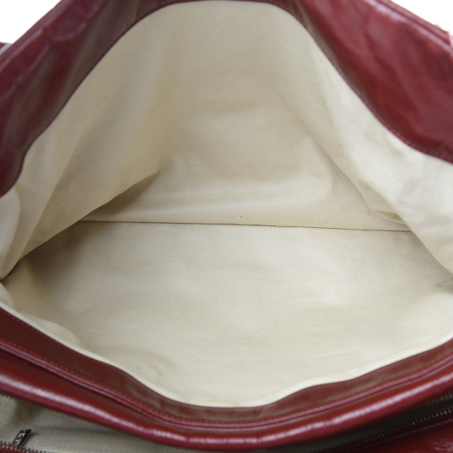Glazed Goatskin Double Stitch Shoulder Bag Rouge