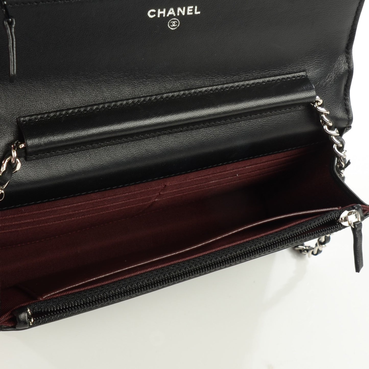 Lambskin Quilted Wallet On Chain WOC Black