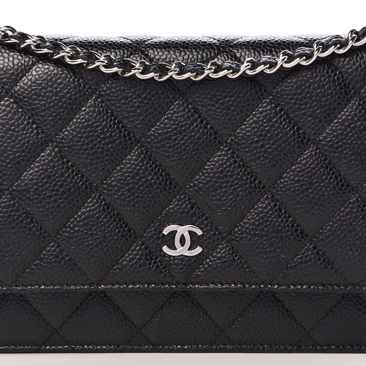 Caviar Quilted Wallet On Chain WOC Black
