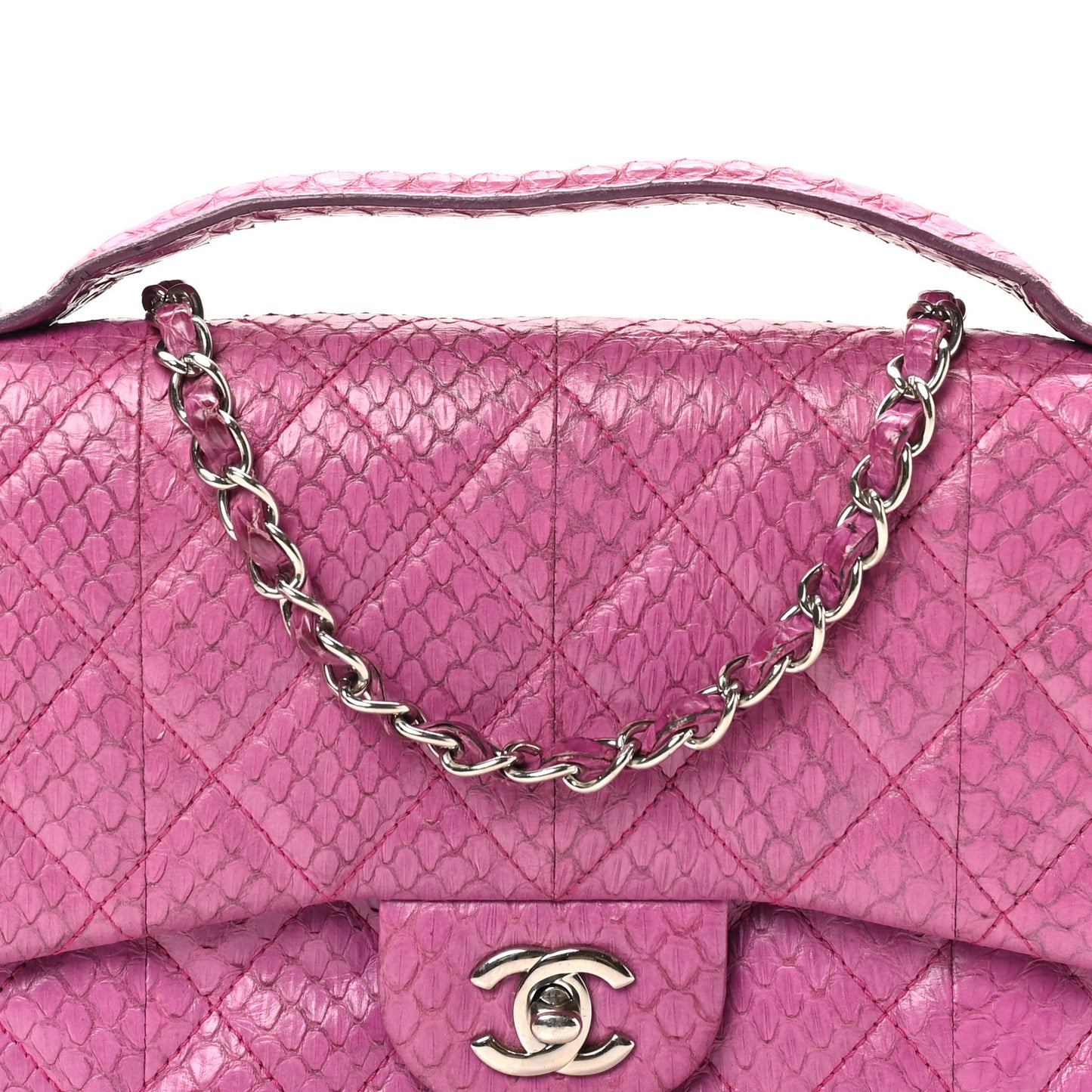 Elaphe Snakeskin Quilted Medium Easy Carry Flap Purple