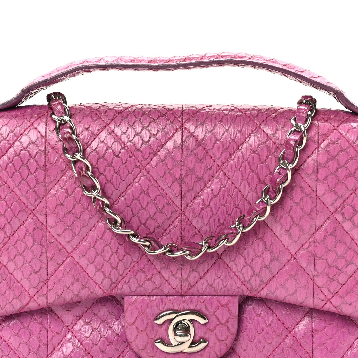 Chanel Elaphe Snakeskin Quilted Medium Easy Carry Flap Purple 8 of 11