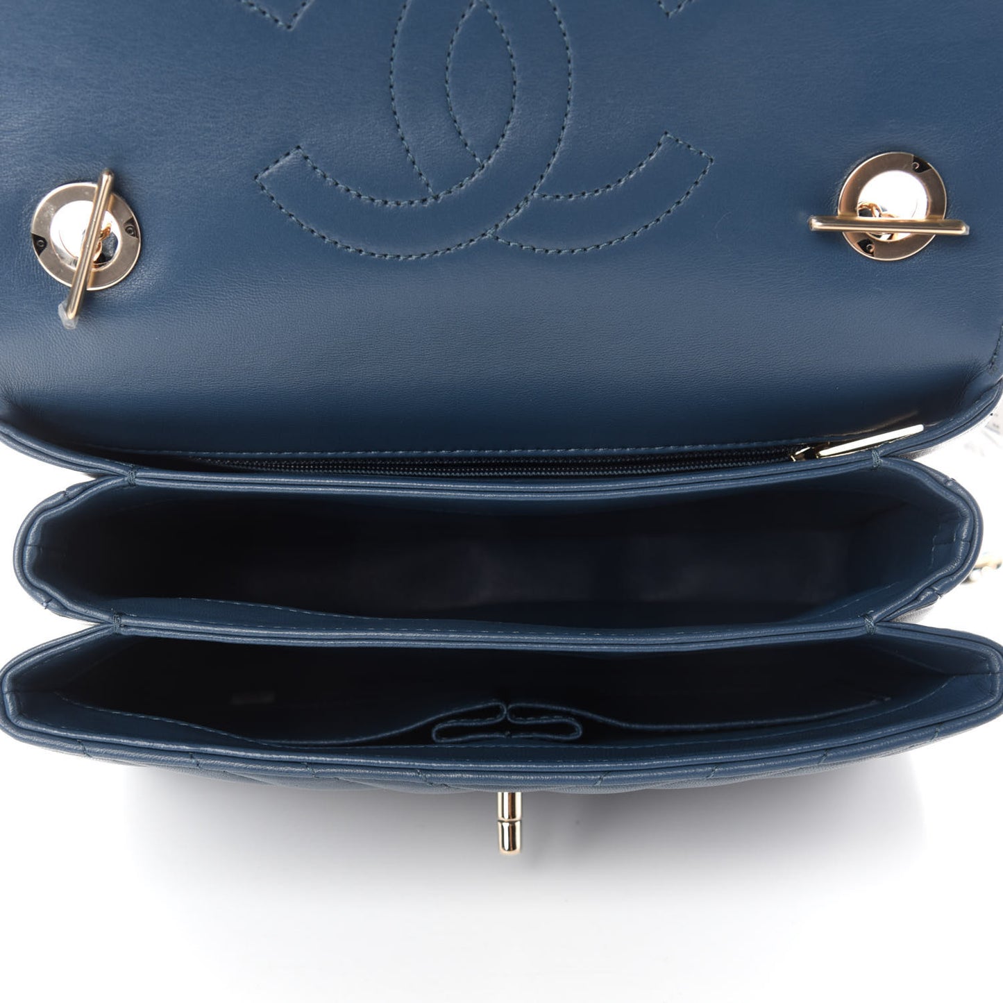 Lambskin Quilted Small Trendy CC Flap Dual Handle Bag Dark Blue