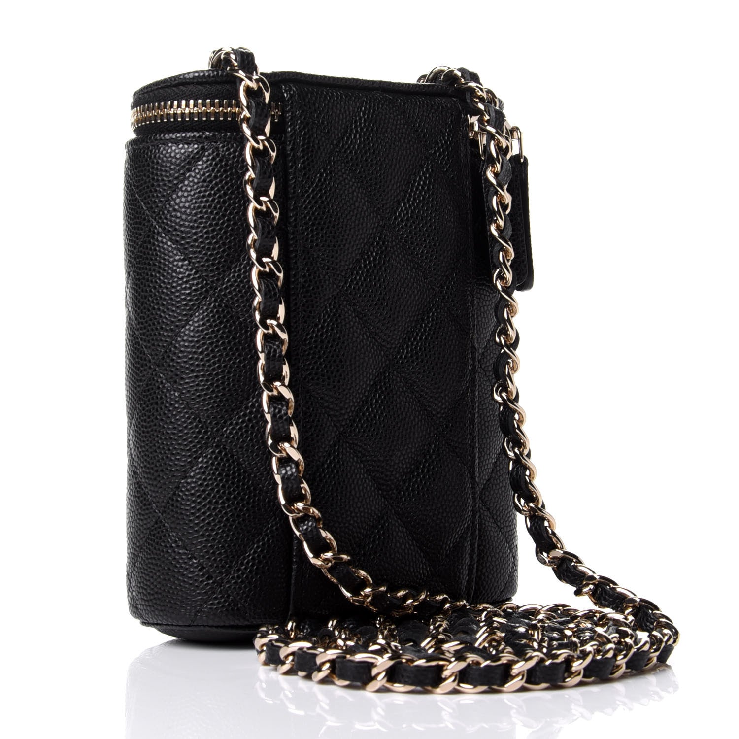 Chanel Caviar Quilted Small Vertical Coco Beauty Vanity Case With Chain Black 2 of 5