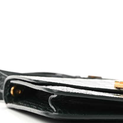Saint Laurent Calfskin Crocodile Embossed Carre Satchel Dark Mint 8 of 9