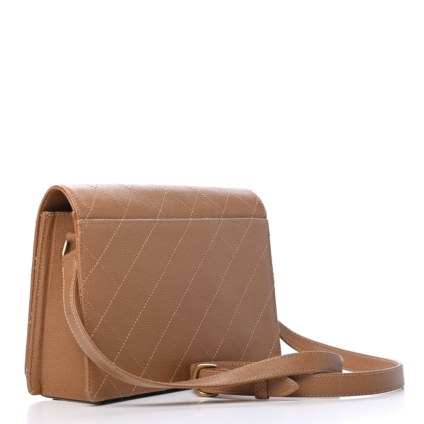 Calfskin Stitched Mademoiselle Flap Brown