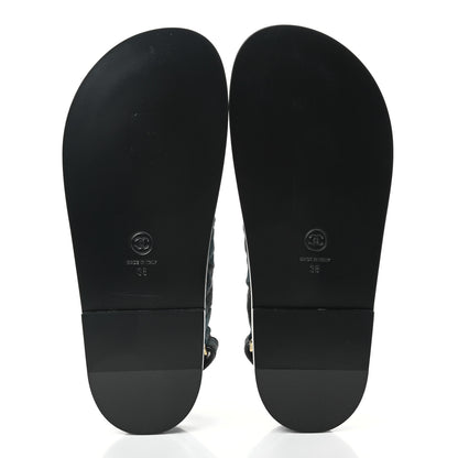 Chanel Denim Velcro Dad Sandals 38 Dark Grey Blue Black 5 of 7