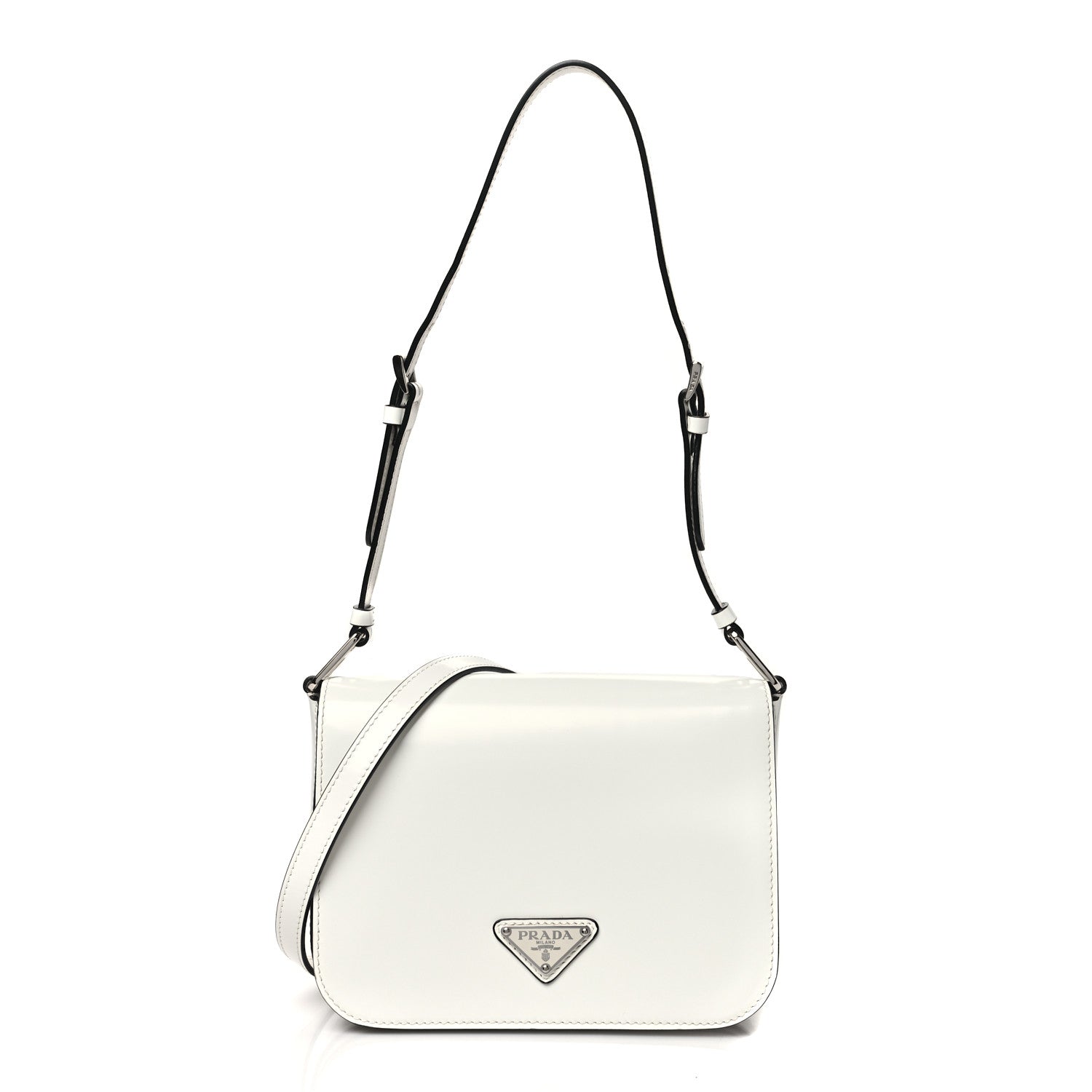 Prada Spazzolato Flap Shoulder Bag White 1 of 9