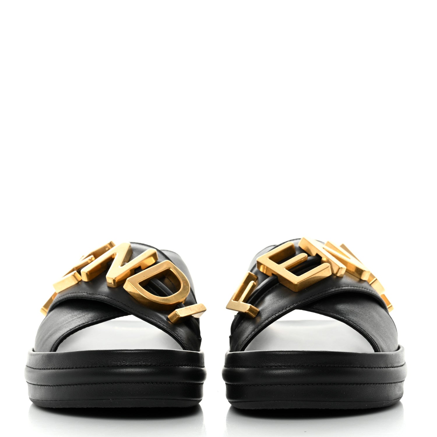 Fendi Vitello Womens Fendigraphy Slide Sandals 37 Black 2 of 9