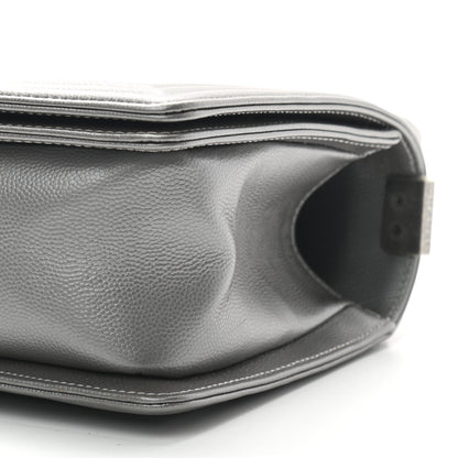 Chanel Metallic Caviar Quilted Medium Boy Flap Silver 10 of 12