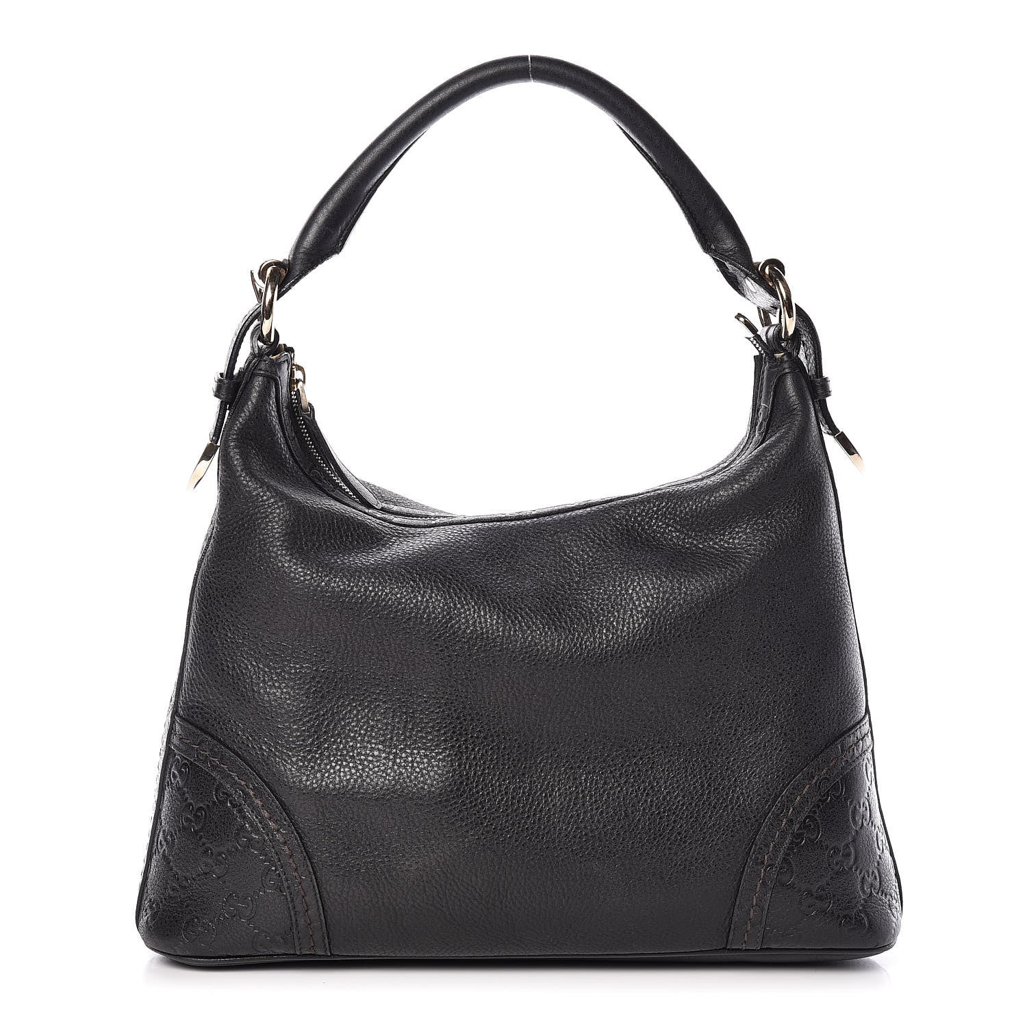 Gucci Pebbled Calfskin Guccissima Trim Medium Signoria Hobo Black 1 of 14