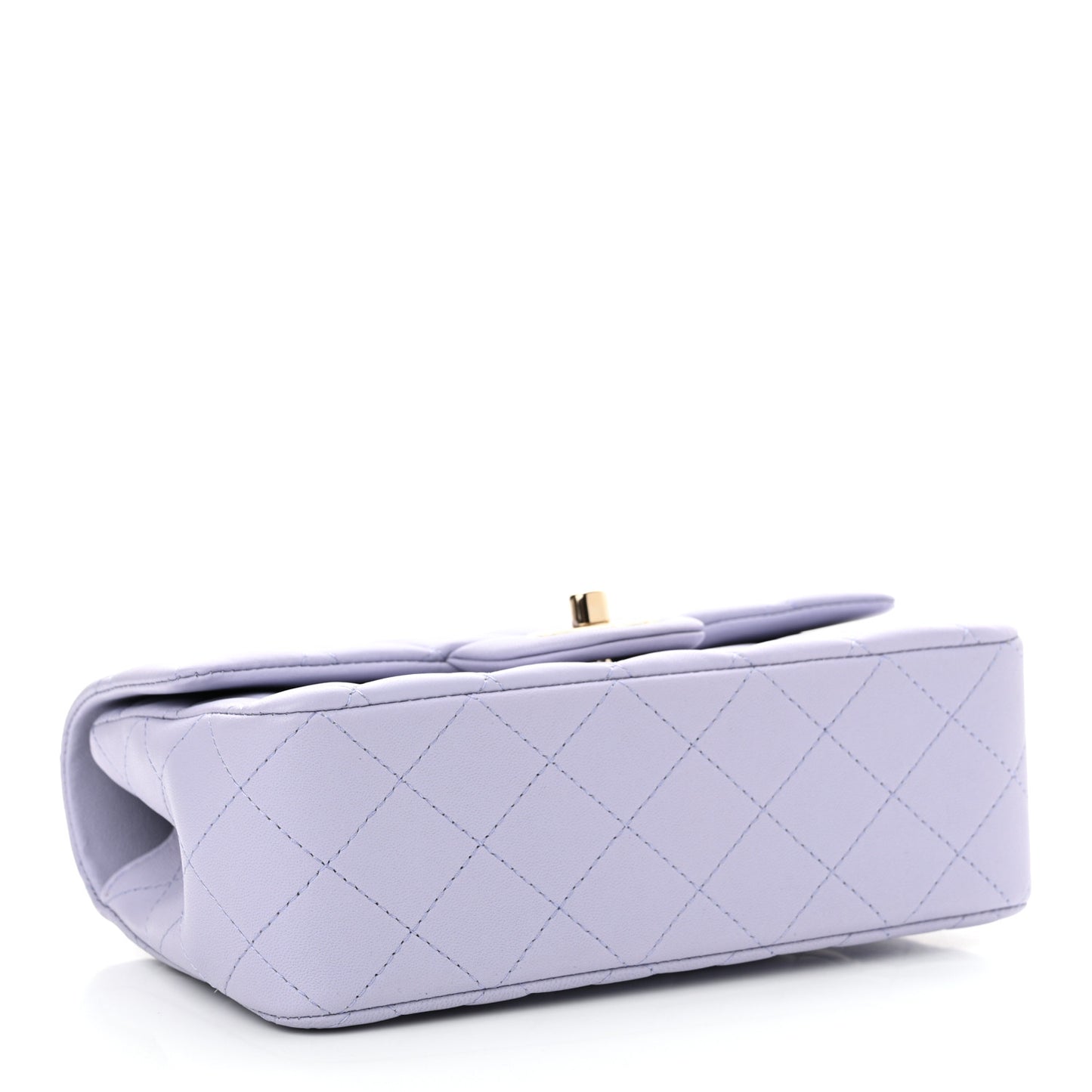 Lambskin Quilted Mini Top Handle Rectangular Flap Light Purple