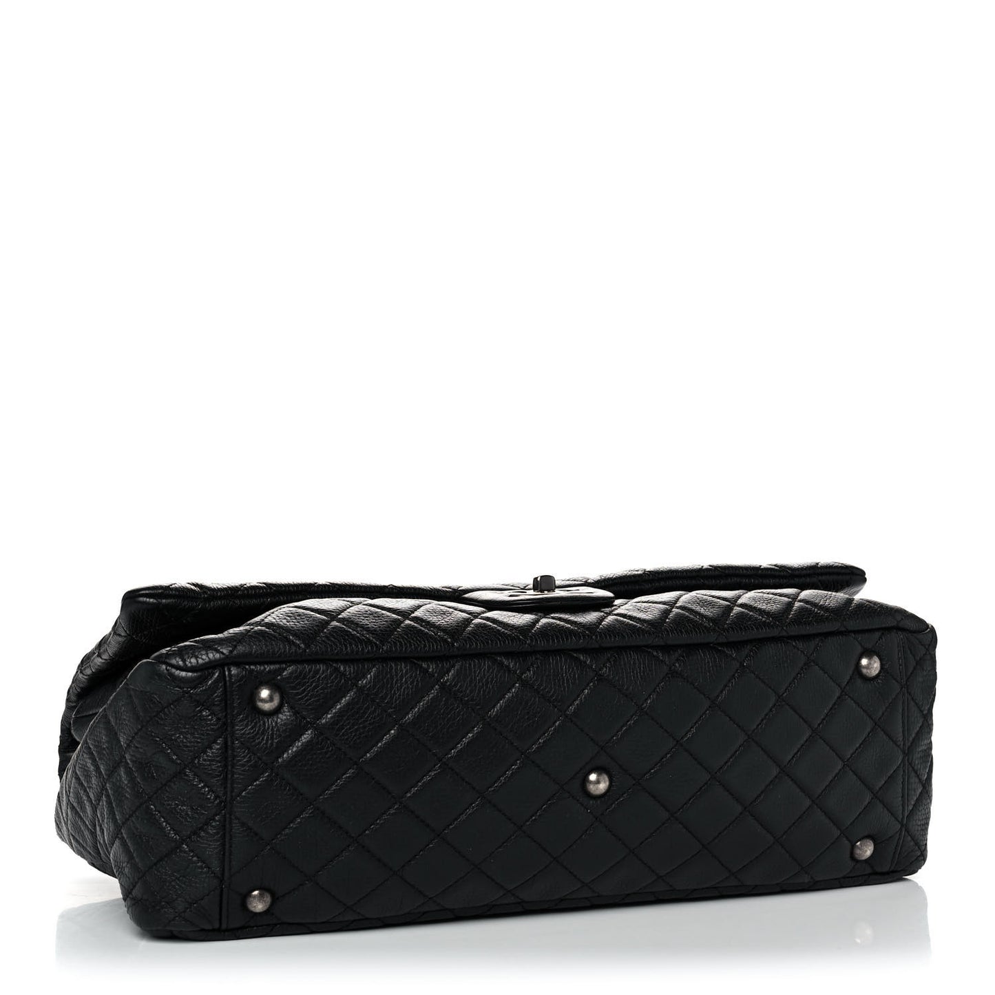 Calfskin Quilted XXL Travel Flap Bag Black