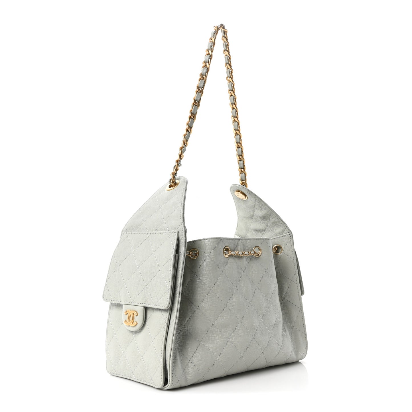 Caviar Quilted Small Chanel 25 Handbag Light Green