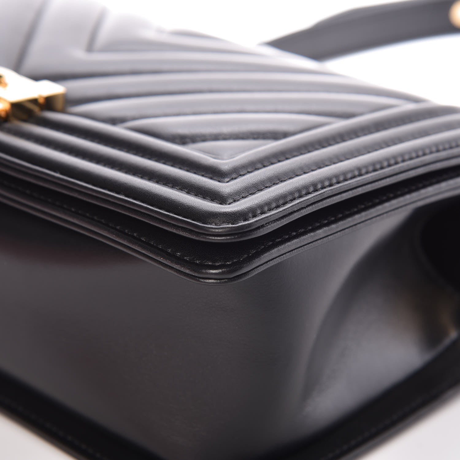Chanel Lambskin Chevron Medium Boy Flap Black 9 of 12
