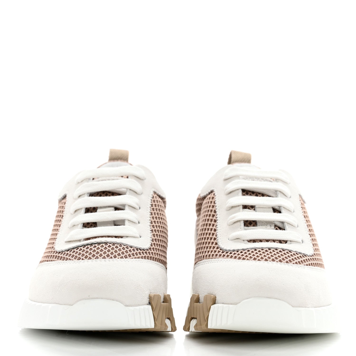 Hermes Air Mesh Suede Goatskin Bouncing Sneakers 35 Beige Argile White 2 of 9