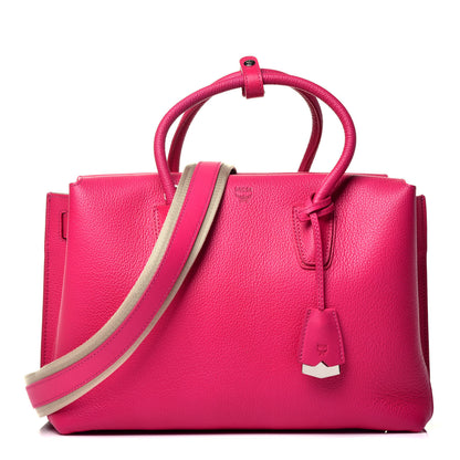 MCM Grained Calfskin Medium Milla Tote Beetroot Pink 1 of 10