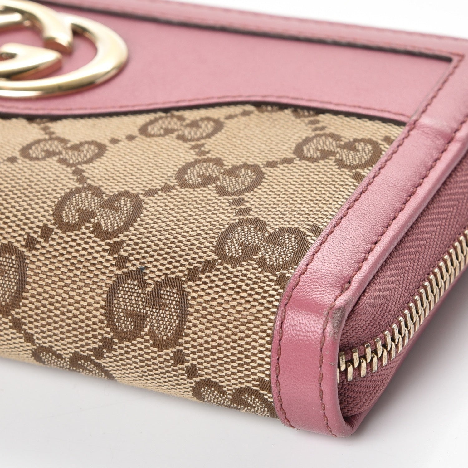 Gucci Monogram Margaux Calfskin Sukey Zip Around Wallet Beige Ebony Vintage Rose 9 of 9