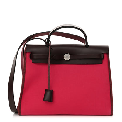 Hermes Vache Hunter Toile Herbag Zip 31 PM Rouge Venetian Rouge Sellier 1 of 13