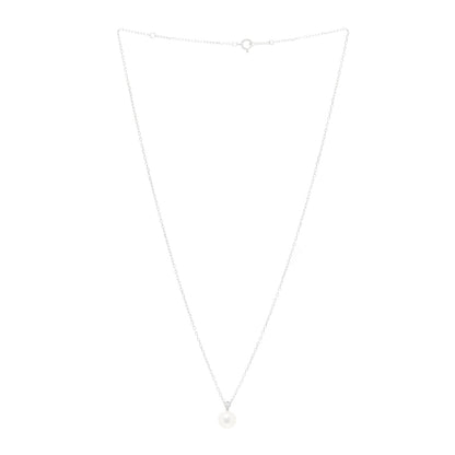 Mikimoto 18K White Gold Diamond Akoya Pearl 7.5mm Morning Dew Pendant Necklace 2 of 5