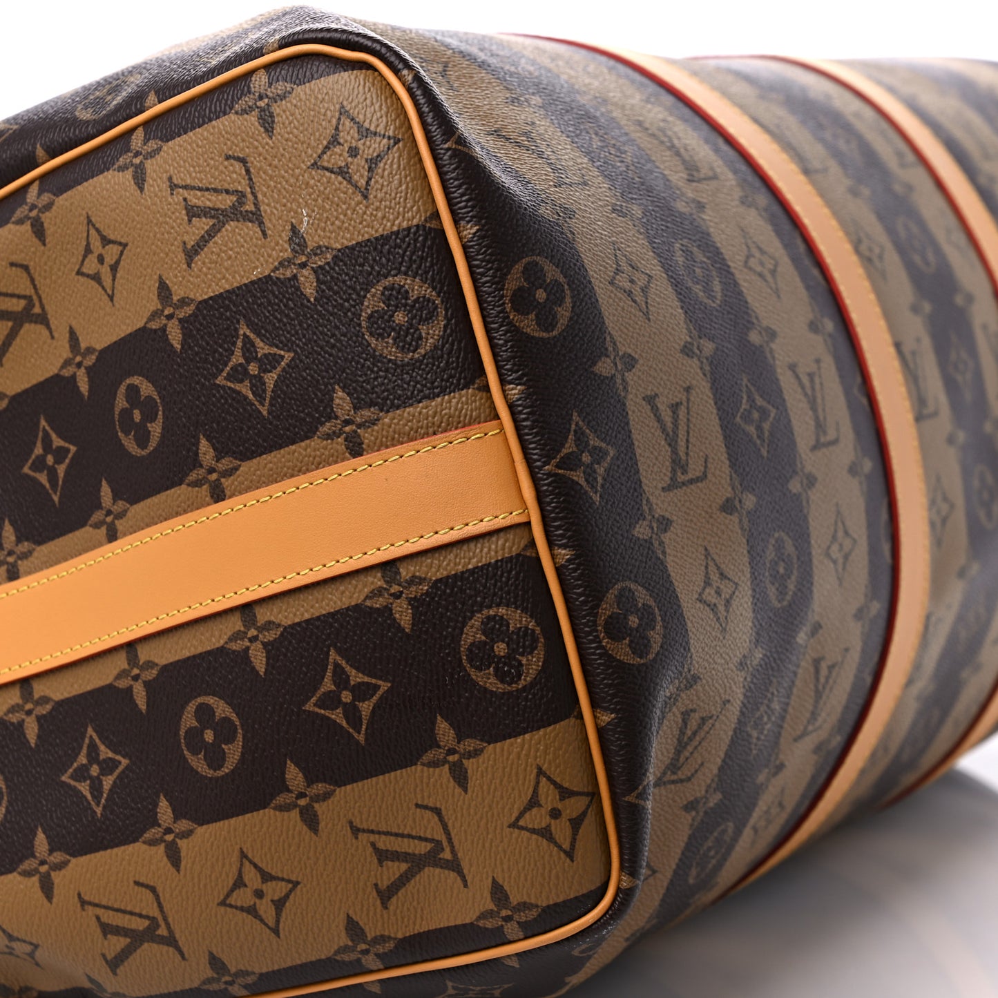 X NIGO Reverse Monogram Stripe Keepall Bandouliere 50 Brown
