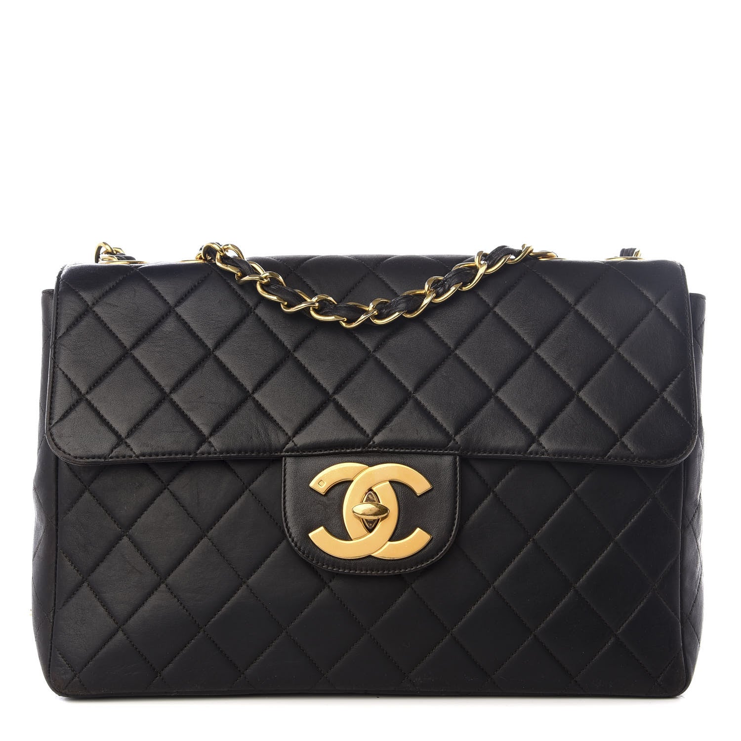 Chanel Lambskin Quilted XL Jumbo Single Flap Black 1 of 8
