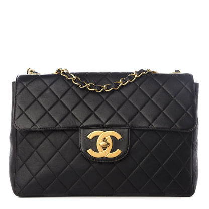 Chanel Lambskin Quilted XL Jumbo Single Flap Black 1 of 8