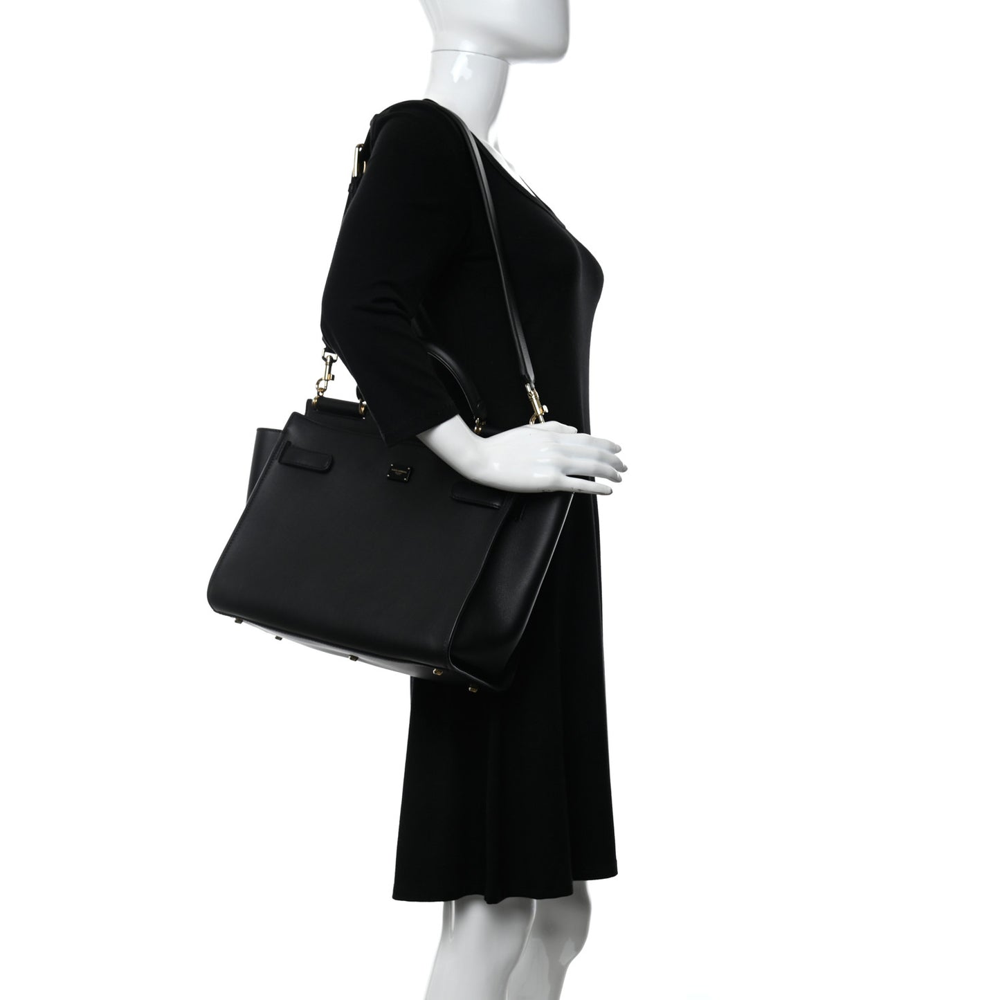 Calfskin Large Miss Sicily Satchel Black
