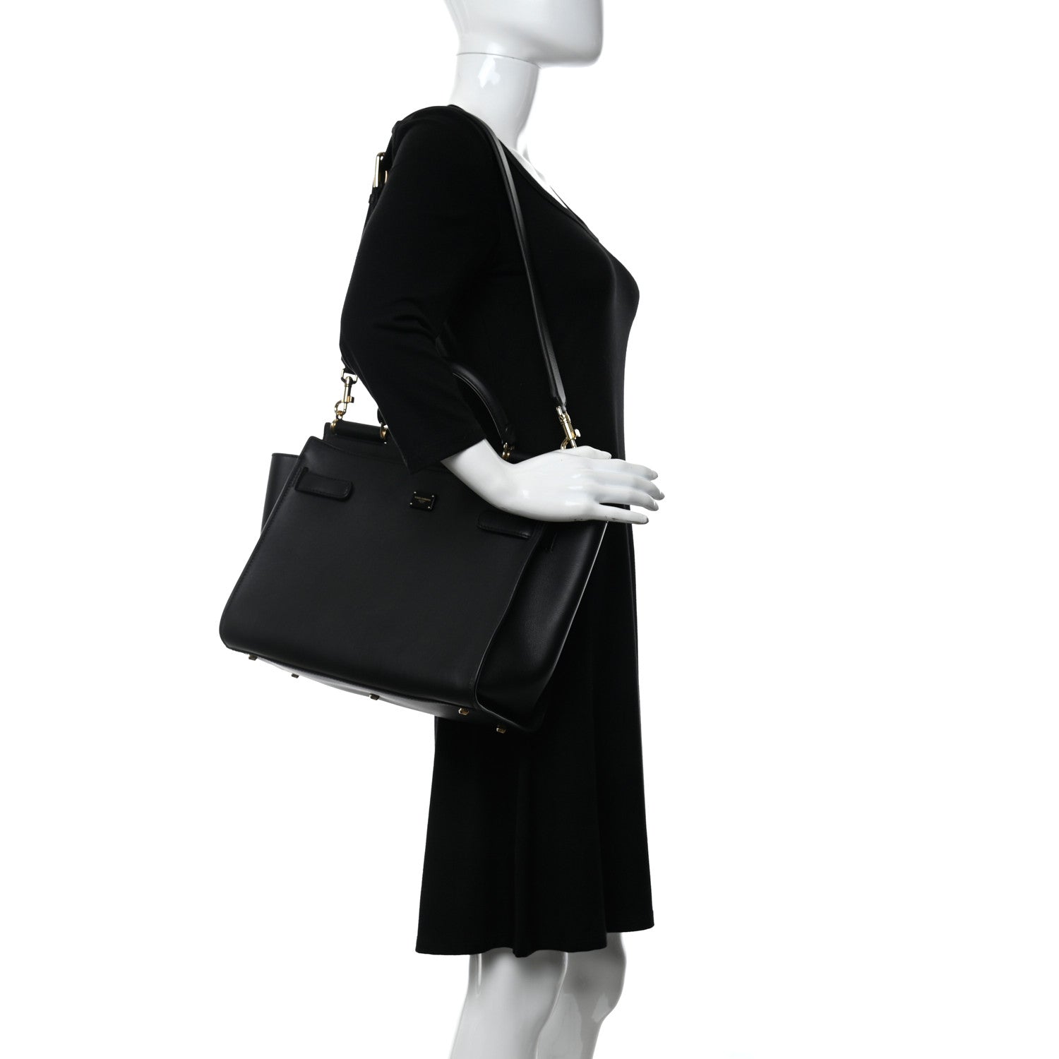 Dolce & Gabbana Calfskin Large Miss Sicily Satchel Black 2 of 10