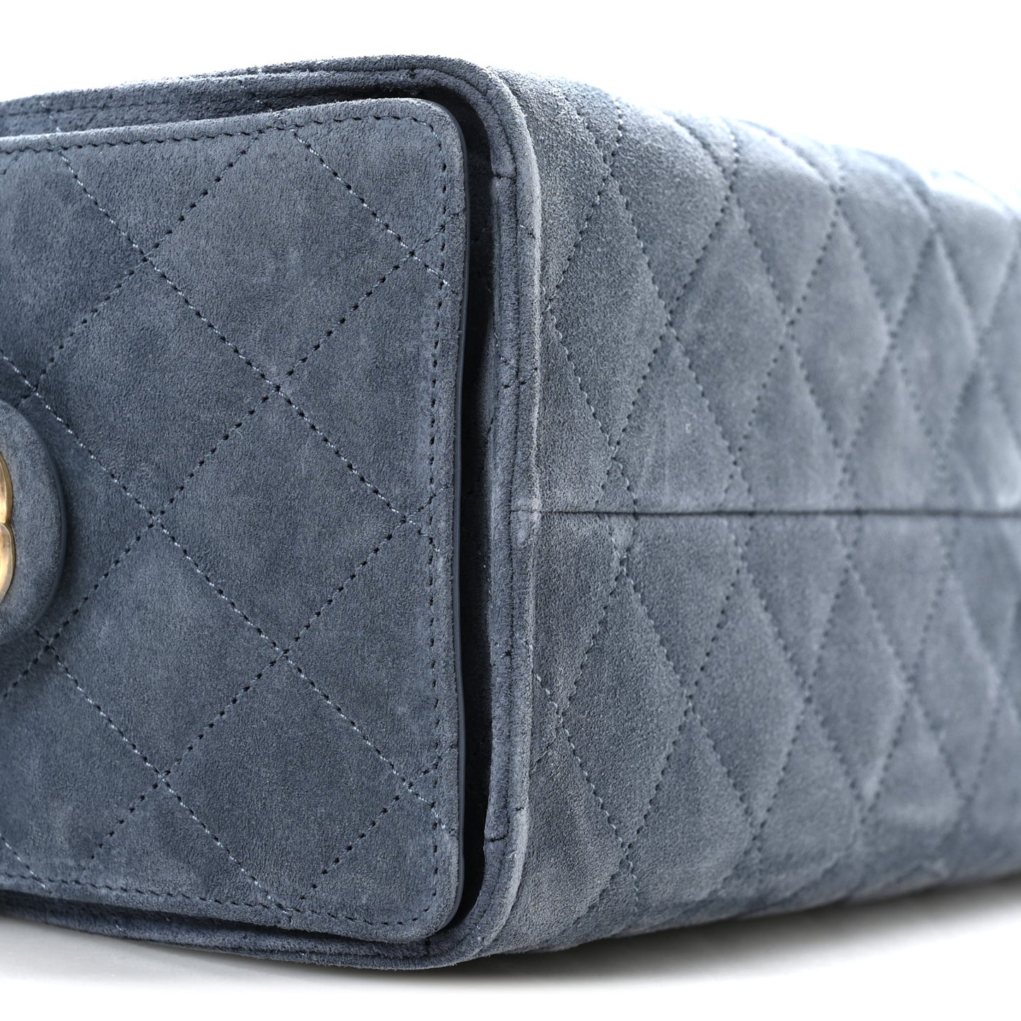 Suede Quilted Small Chanel 25 Handbag Blue