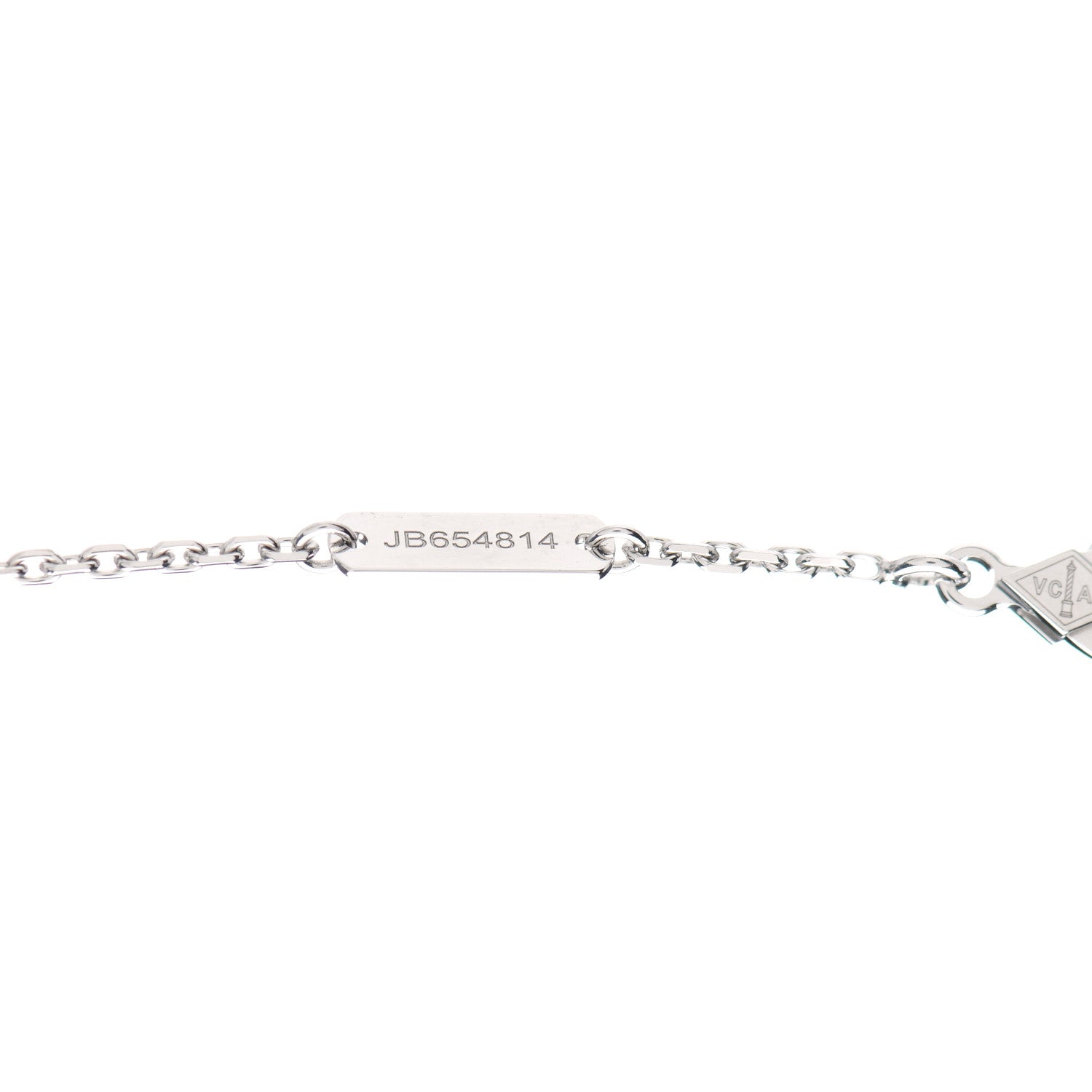 Van Cleef & Arpels 18K White Gold Diamond Guilloche Vintage Alhambra Pendant Necklace 5 of 7