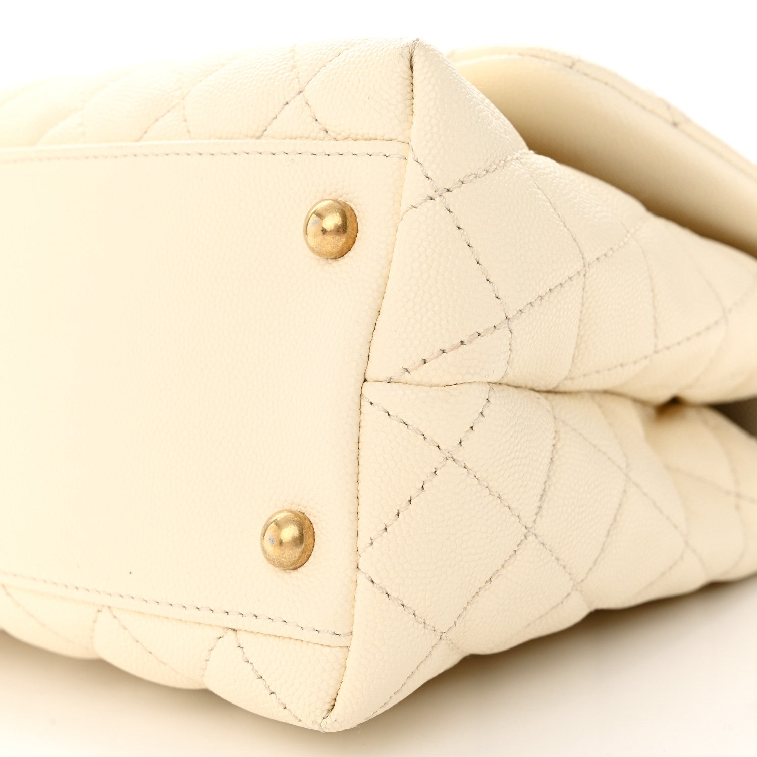 Chanel Caviar Quilted Small Coco Handle Flap White 9 of 10